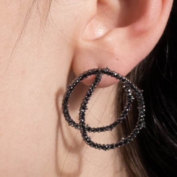 Alexis Bittar Noire Black Crystal Coiled Gold Thorn Orbiting Post Earrings - Picture 7 of 16